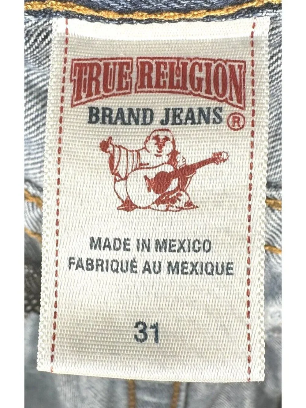 True Religion BOLM Deer Hollow Jeans Men 31 Straight Distressed Blue Flap Pocket